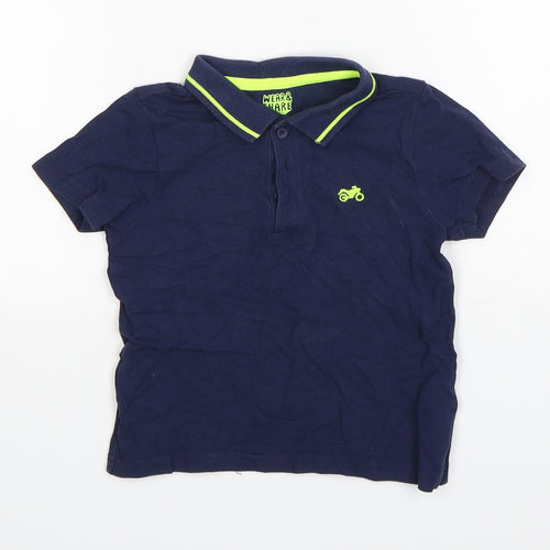 F&F Boys Blue  Cotton Basic Polo Size 2-3 Years Collared