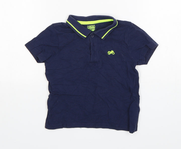 F&F Boys Blue  Cotton Basic Polo Size 2-3 Years Collared