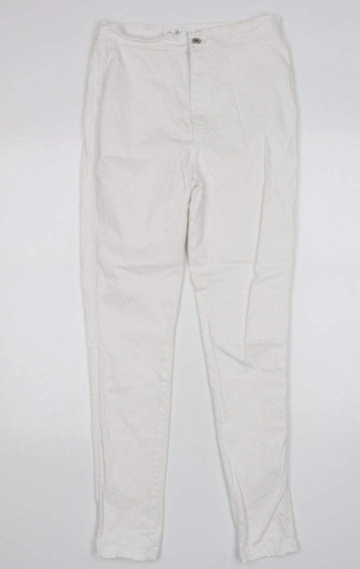 Red Chilli Womens White  Cotton Skinny Jeans Size 12 L28 in Regular
