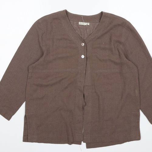 EAST Womens Brown  Linen Jacket Blazer Size 12