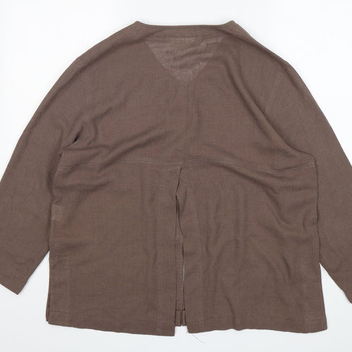 EAST Womens Brown  Linen Jacket Blazer Size 12