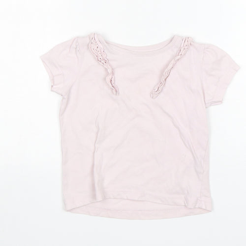 Primark Girls Pink  Cotton Basic T-Shirt Size 3-4 Years Round Neck