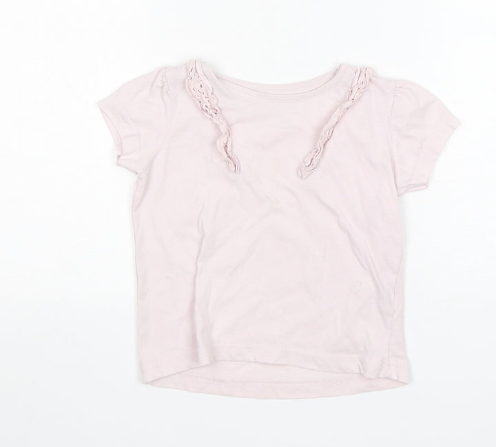 Primark Girls Pink  Cotton Basic T-Shirt Size 3-4 Years Round Neck