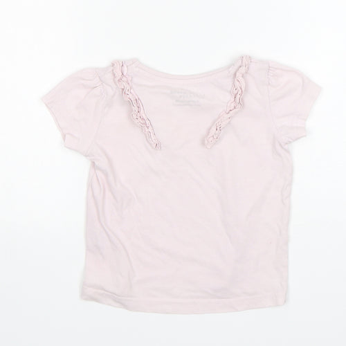 Primark Girls Pink  Cotton Basic T-Shirt Size 3-4 Years Round Neck