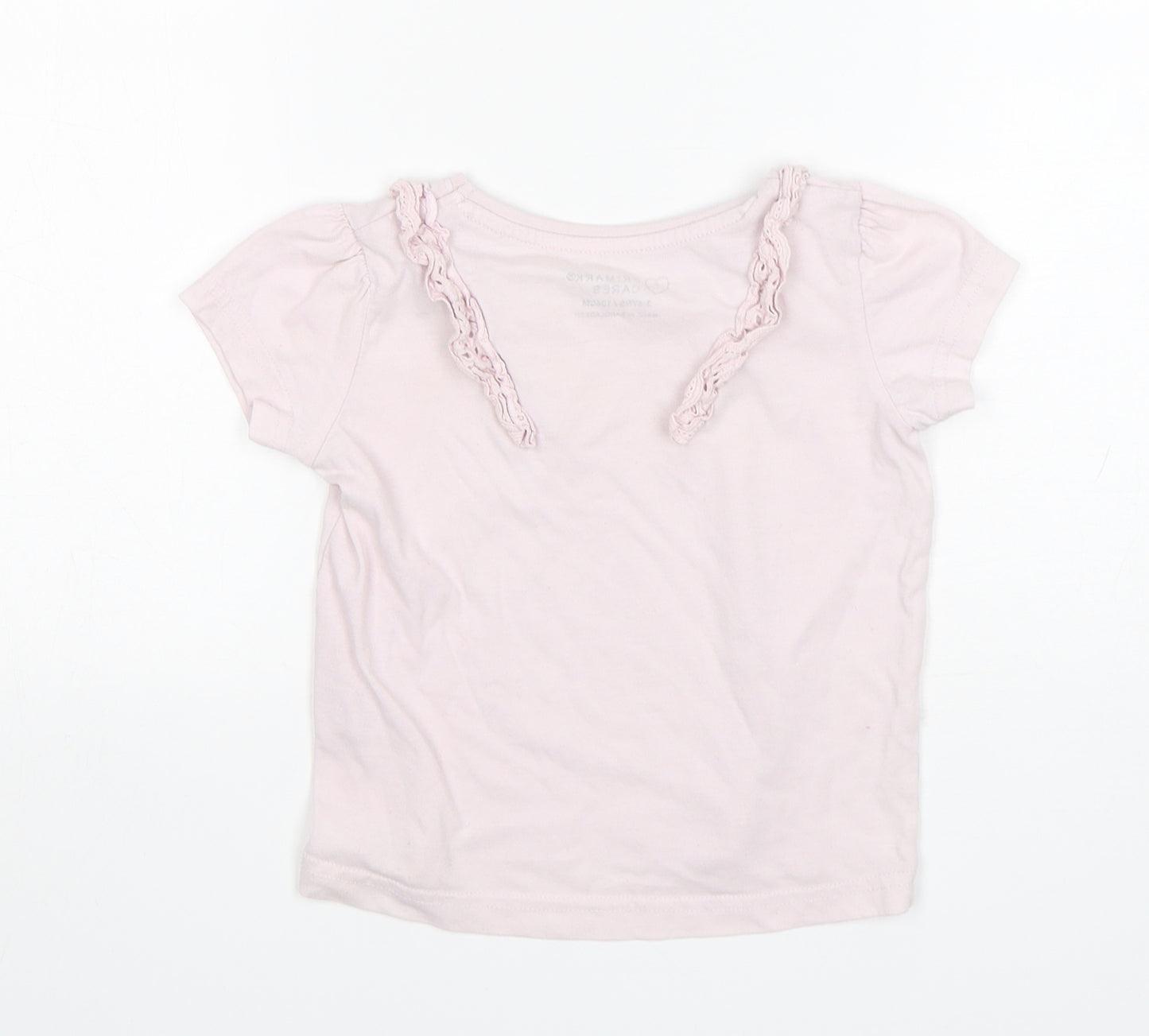 Primark Girls Pink  Cotton Basic T-Shirt Size 3-4 Years Round Neck