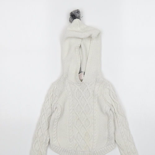 Aspen Girls White  Cotton Pullover Hoodie Size 3 Years