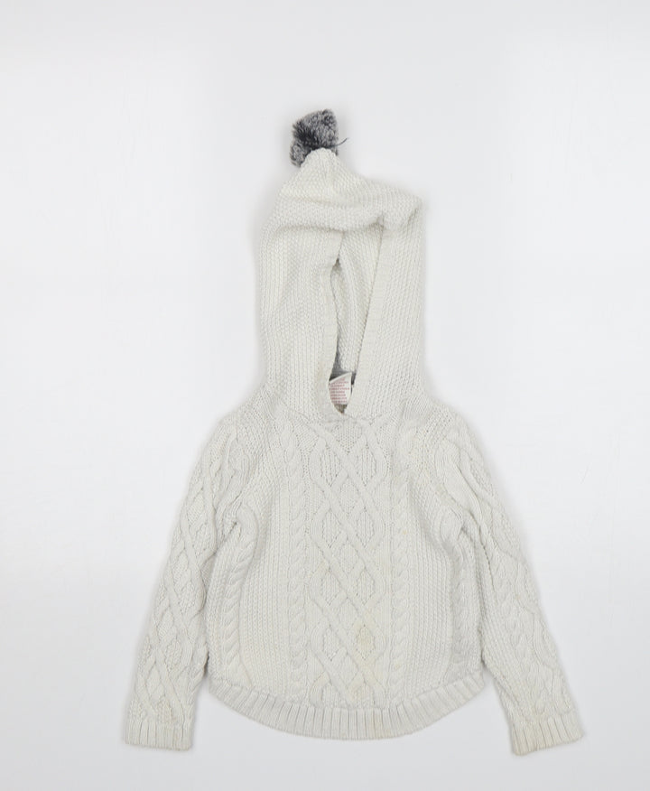 Aspen Girls White Cotton Pullover Hoodie Size 3 Years