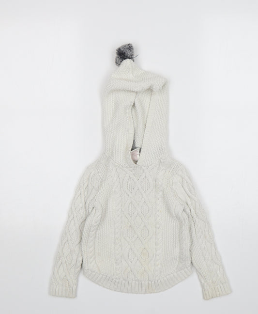 Aspen Girls White  Cotton Pullover Hoodie Size 3 Years
