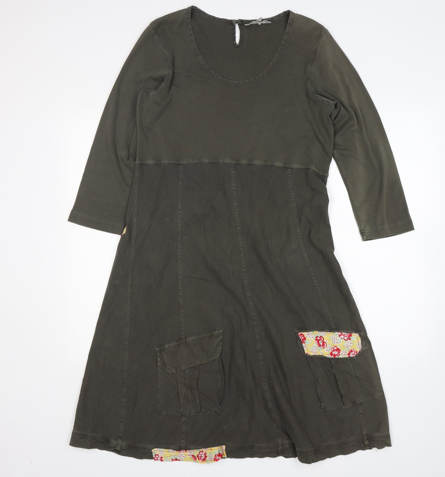 Sandwich Womens Green  Cotton A-Line  Size L  Round Neck
