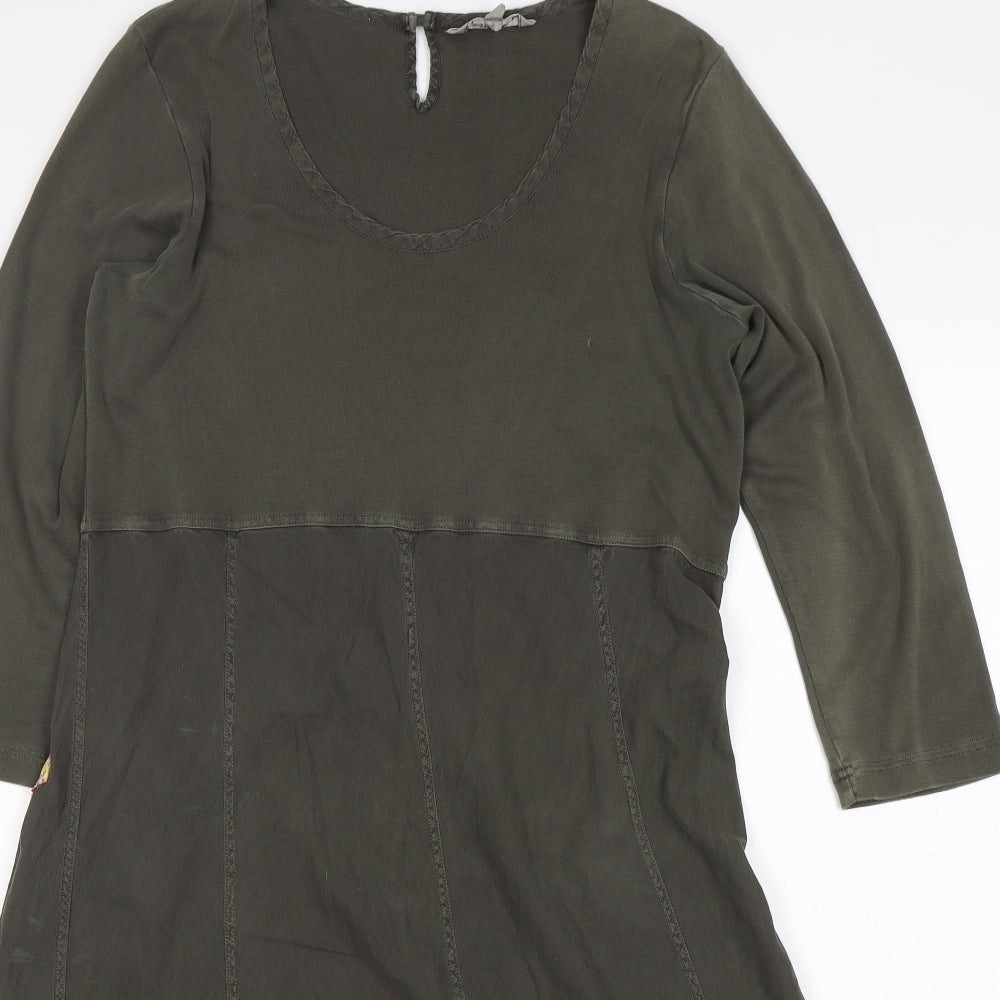 Sandwich Womens Green  Cotton A-Line  Size L  Round Neck