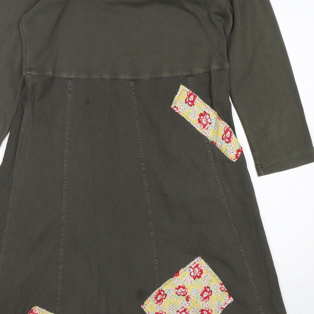 Sandwich Womens Green  Cotton A-Line  Size L  Round Neck