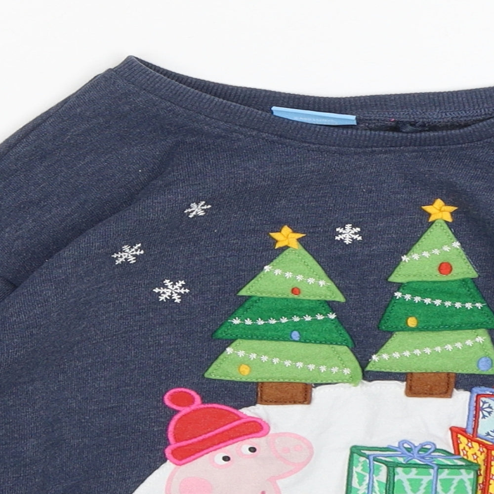 NEXT Girls Blue  Cotton Pullover Sweatshirt Size 3-4 Years   - peppa pig christmas