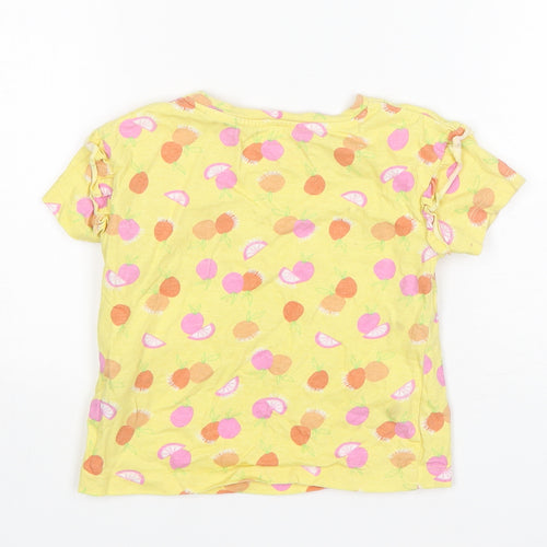 Primark Girls Yellow Spotted Cotton Basic T-Shirt Size 4-5 Years Round Neck