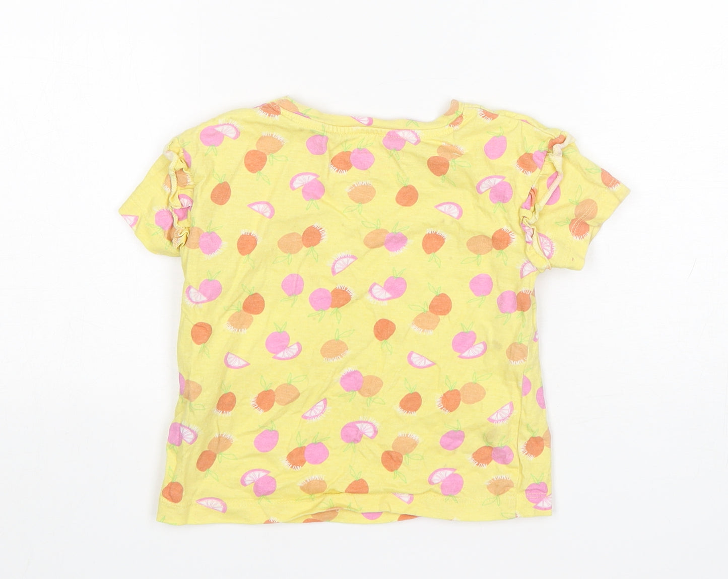 Primark Girls Yellow Spotted Cotton Basic T-Shirt Size 4-5 Years Round Neck