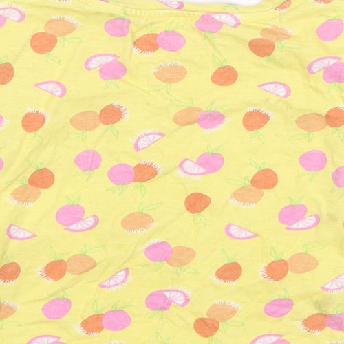 Primark Girls Yellow Spotted Cotton Basic T-Shirt Size 4-5 Years Round Neck