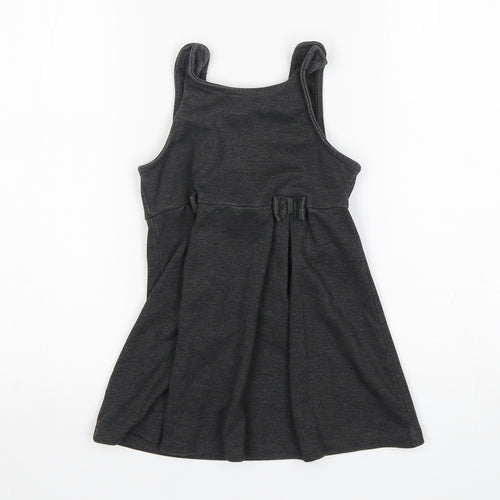 TU Girls Grey  Polyester Pinafore/Dungaree Dress  Size 4 Years  Round Neck