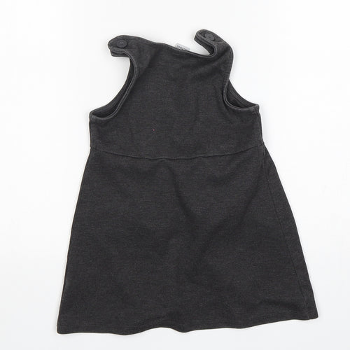 TU Girls Grey  Polyester Pinafore/Dungaree Dress  Size 4 Years  Round Neck