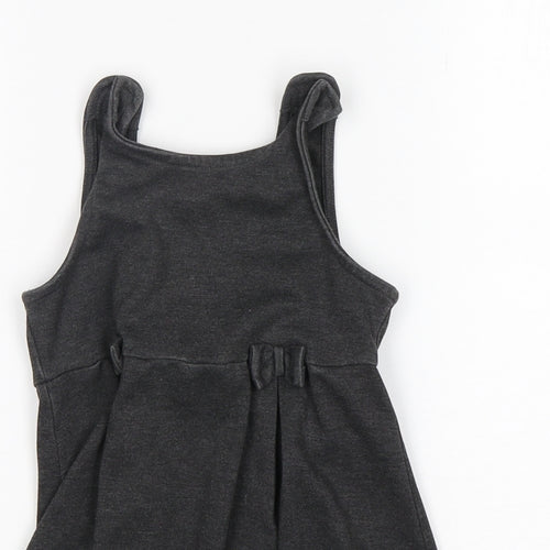 TU Girls Grey  Polyester Pinafore/Dungaree Dress  Size 4 Years  Round Neck