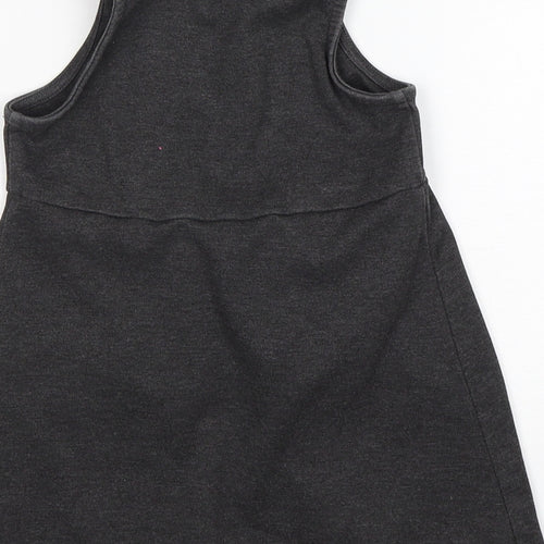 TU Girls Grey  Polyester Pinafore/Dungaree Dress  Size 4 Years  Round Neck