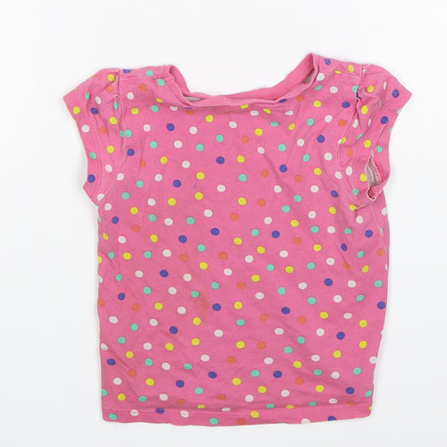 George Girls Pink Polka Dot Cotton Basic T-Shirt Size 2-3 Years Round Neck