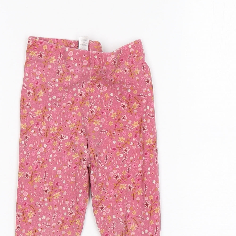 George Girls Pink Floral Cotton Sweatpants Trousers Size 3-4 Years  Regular  - Leggings