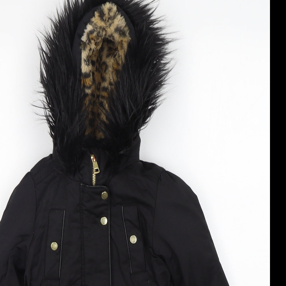 NEXT Girls Black   Parka Coat Size 3 Years