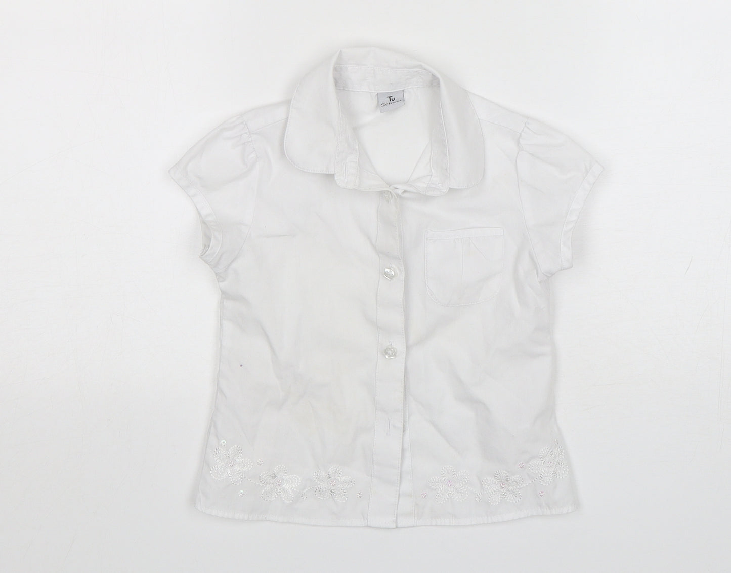 TU Girls White  Polyester Basic Button-Up Size 4 Years Collared  - School Wear