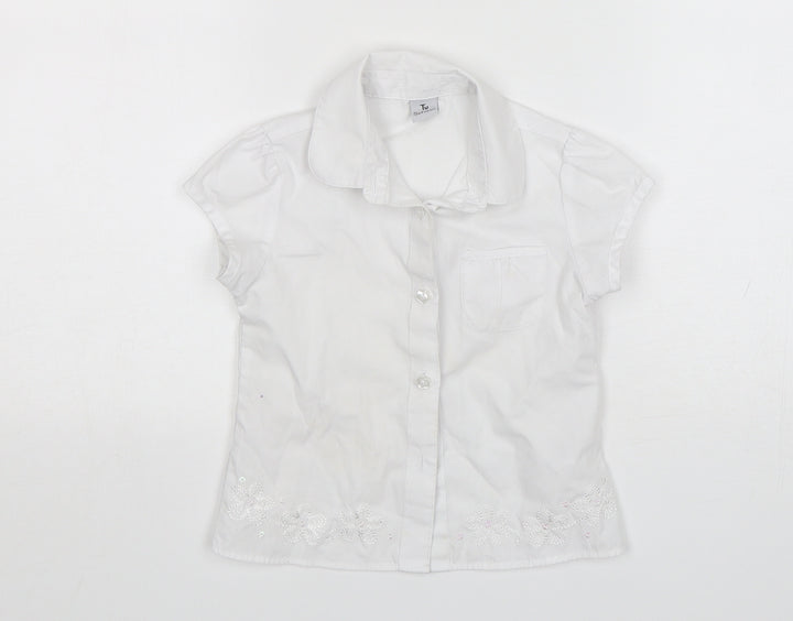 TU Girls White  Polyester Basic Button-Up Size 4 Years Collared  - School Wear