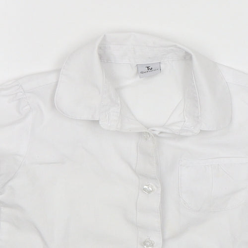 TU Girls White  Polyester Basic Button-Up Size 4 Years Collared  - School Wear