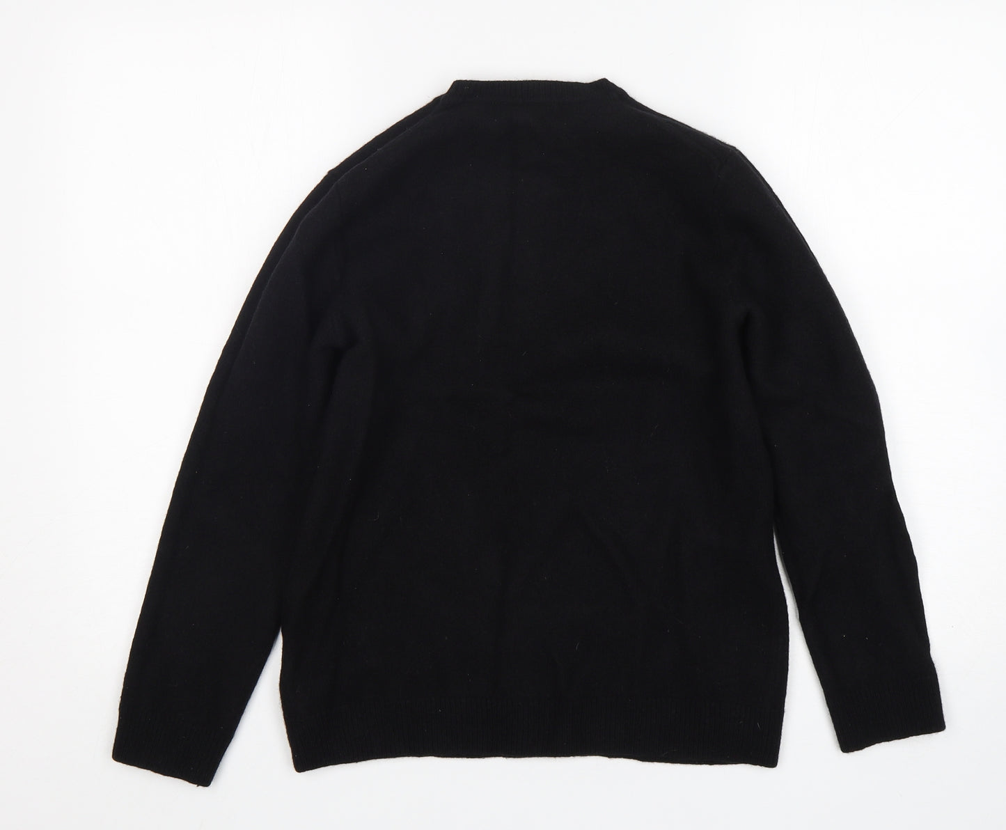 H&M Womens Black Round Neck  Wool Pullover Jumper Size M
