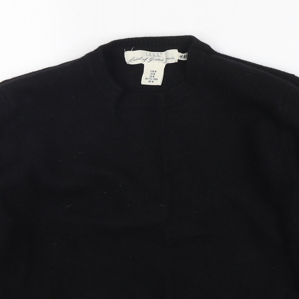 H&M Womens Black Round Neck  Wool Pullover Jumper Size M