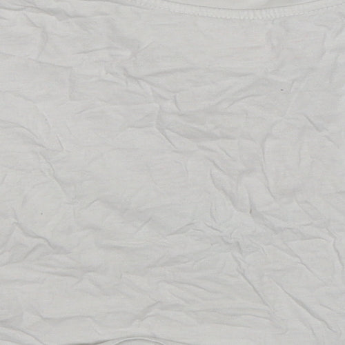 Primark Girls White  Cotton Cropped T-Shirt Size 5-6 Years Round Neck