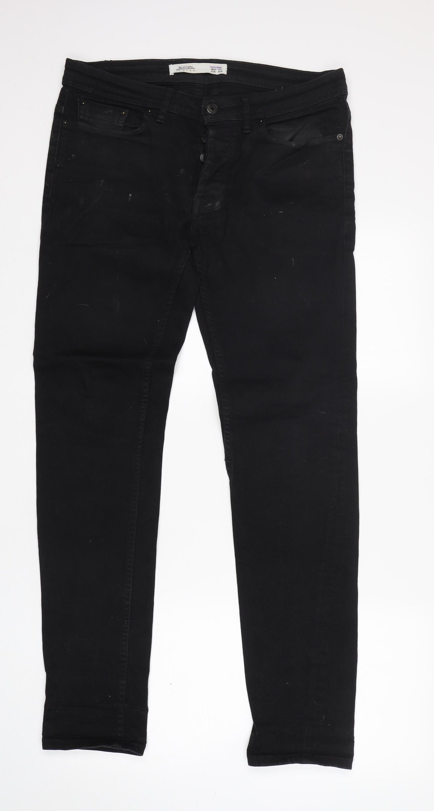 Burton  Mens Black  Cotton Skinny Jeans Size 32 L34 in Regular