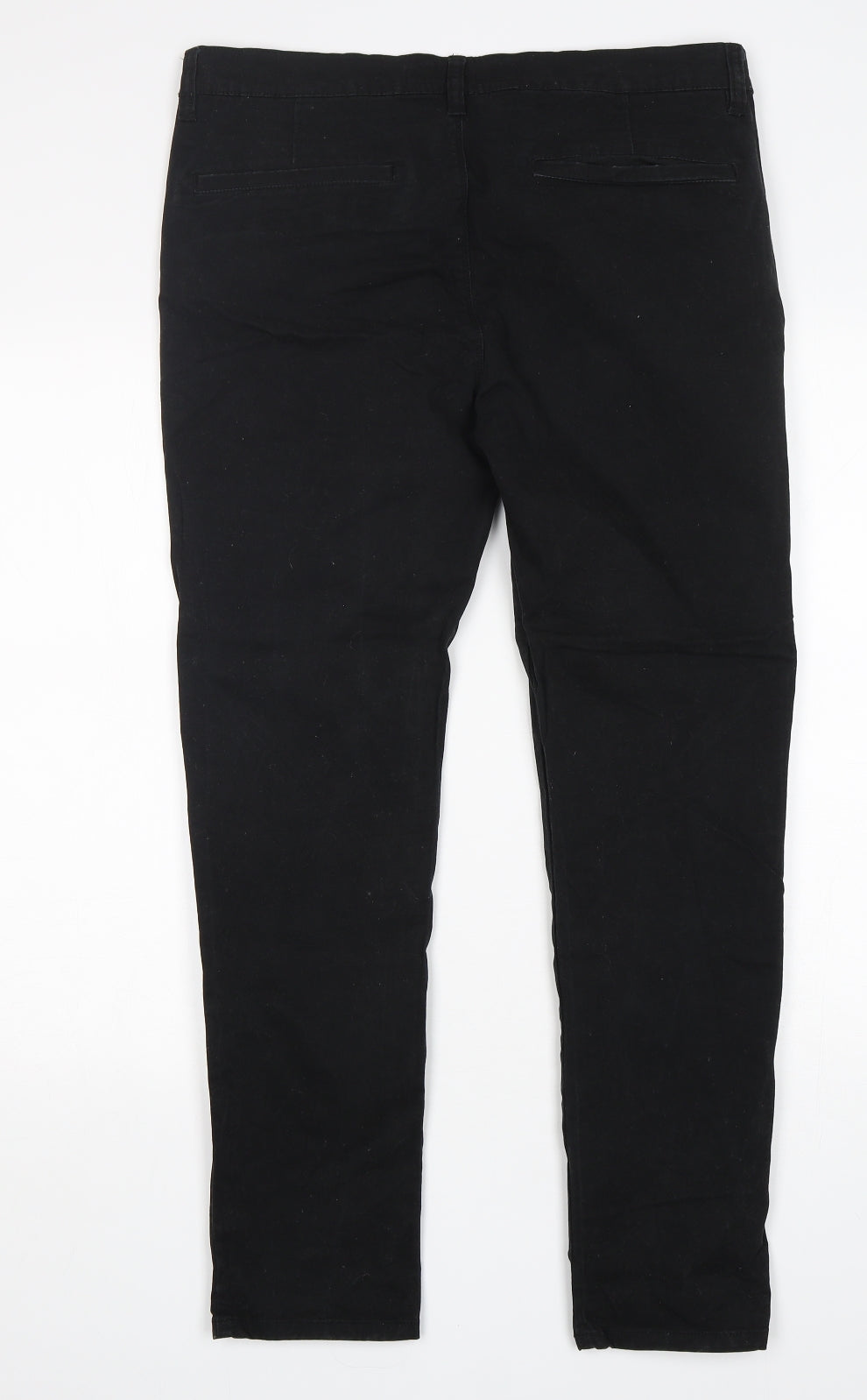 Topman Mens Black  Cotton Chino Trousers Size 34 L30 in Regular