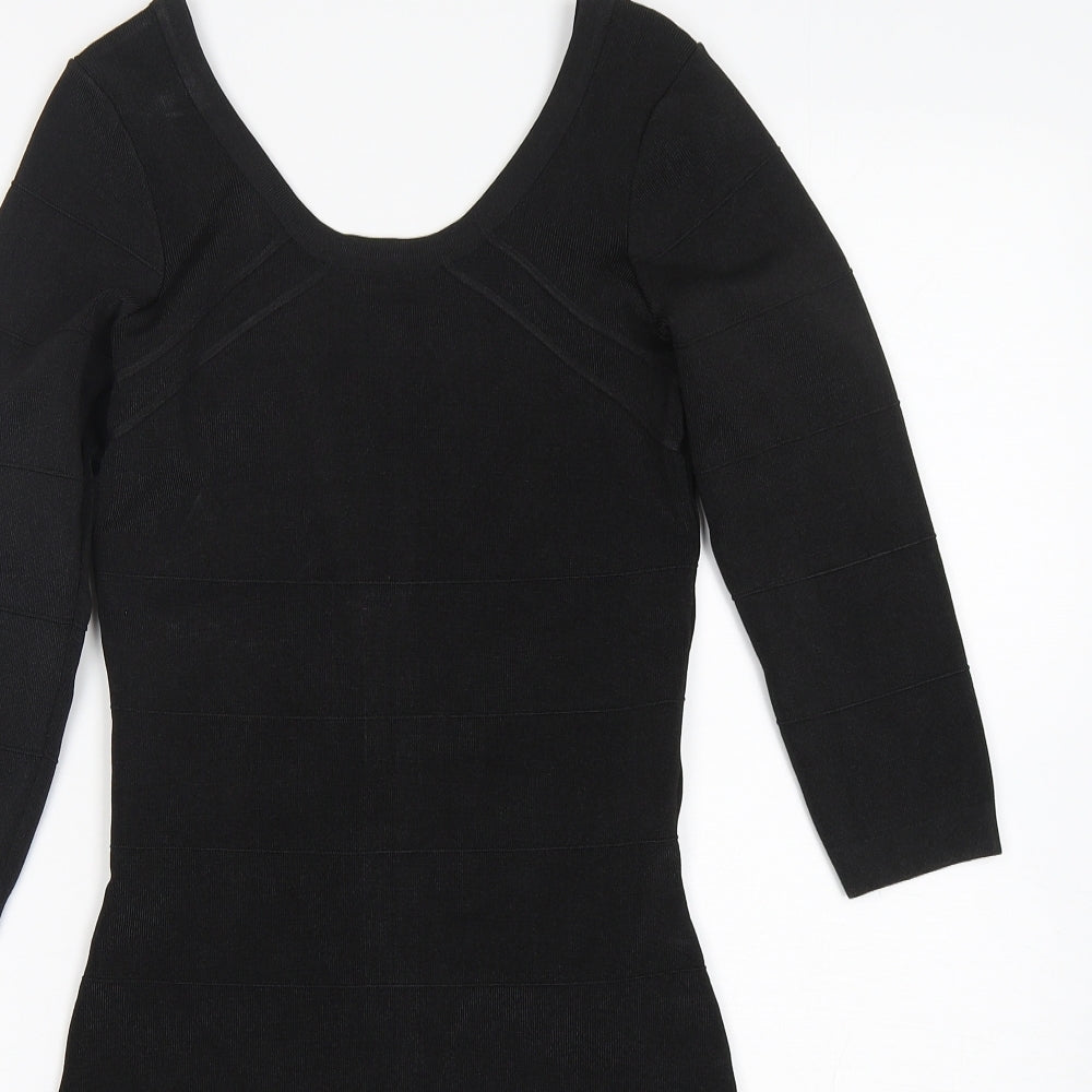 Kardashian Kollection Womens Black  Polyester Pencil Dress  Size 12  Round Neck