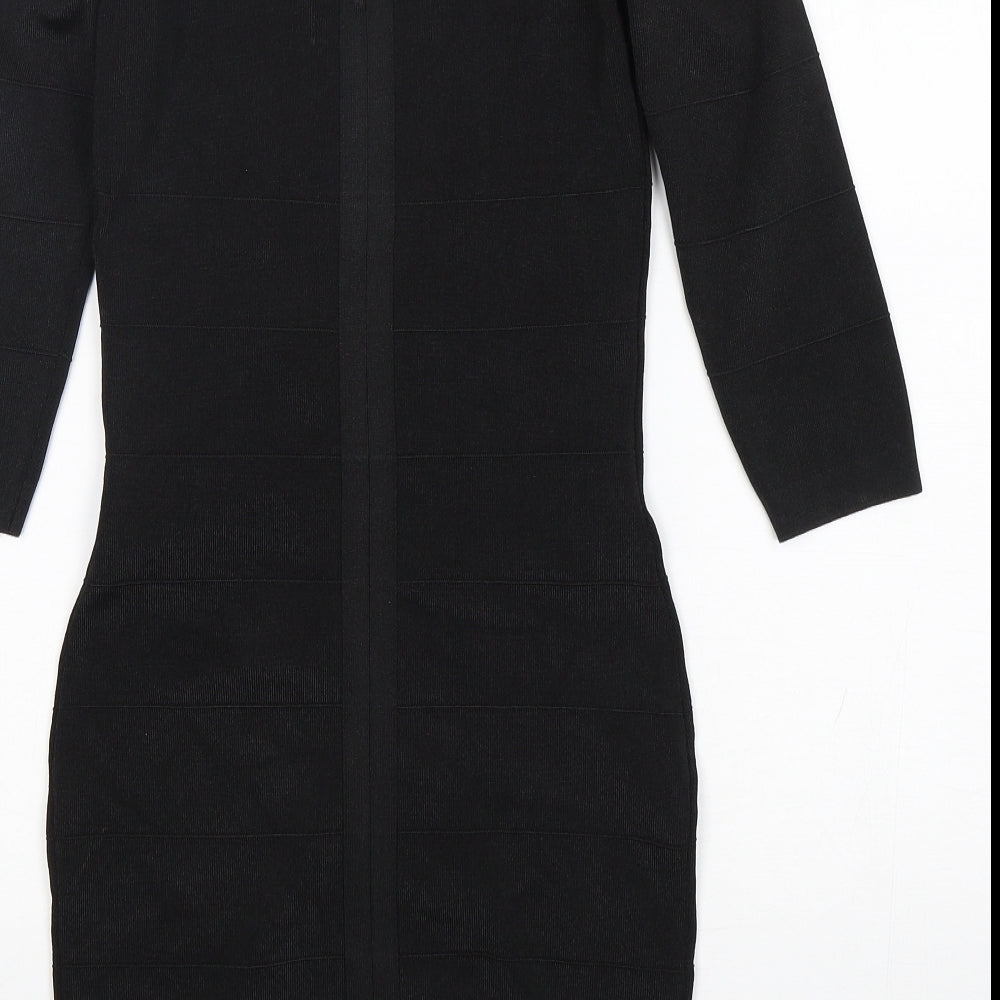 Kardashian Kollection Womens Black  Polyester Pencil Dress  Size 12  Round Neck
