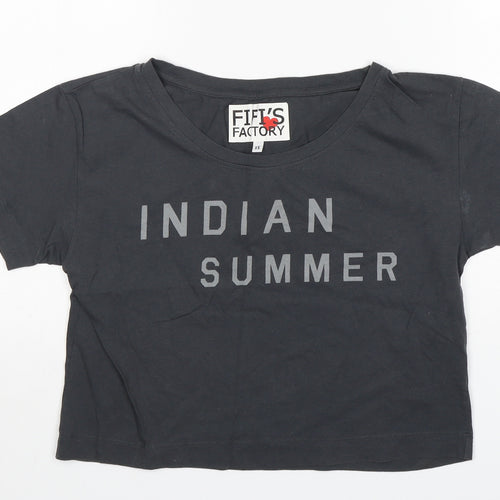 Fifi's Factory  Womens Grey  Cotton Basic T-Shirt Size XS Round Neck