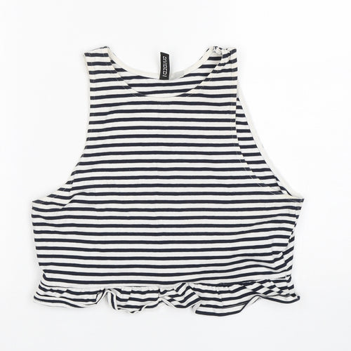 H&M Womens Multicoloured Striped Cotton Basic Tank Size M Round Neck