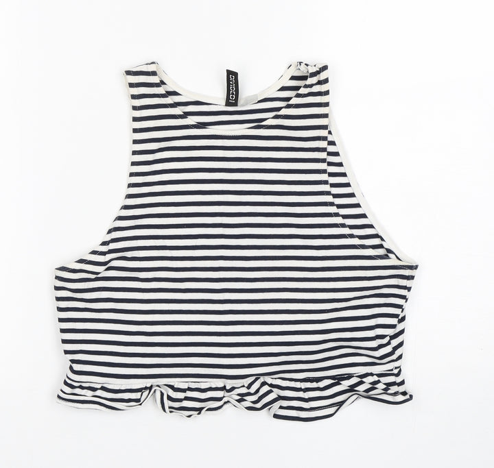 H&M Womens Multicoloured Striped Cotton Basic Tank Size M Round Neck