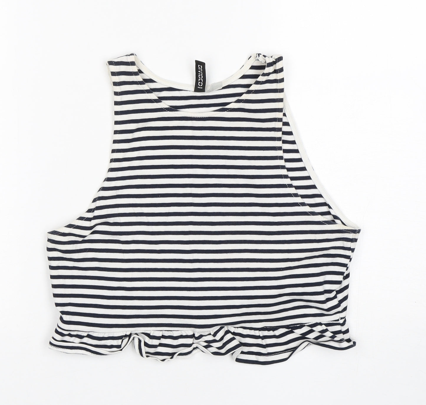 H&M Womens Multicoloured Striped Cotton Basic Tank Size M Round Neck