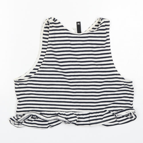H&M Womens Multicoloured Striped Cotton Basic Tank Size M Round Neck