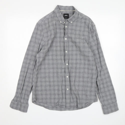Burton  Mens Grey Check Cotton  Button-Up Size M Collared