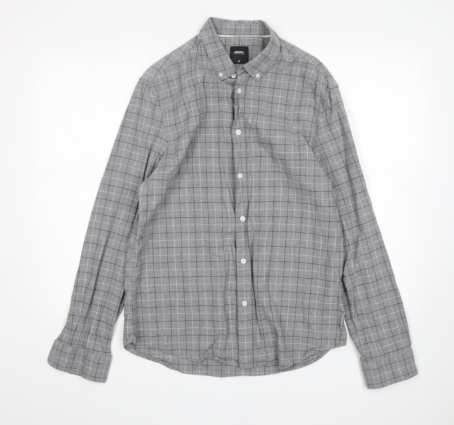 Burton  Mens Grey Check Cotton  Button-Up Size M Collared