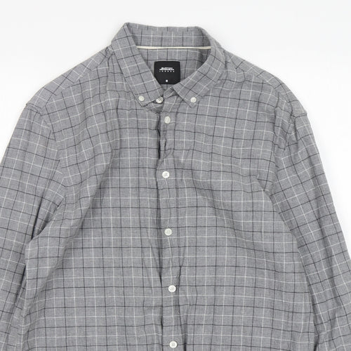Burton  Mens Grey Check Cotton  Button-Up Size M Collared