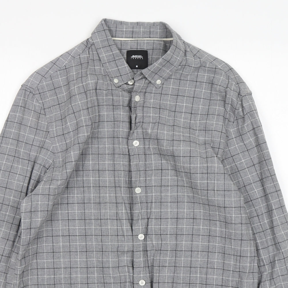 Burton  Mens Grey Check Cotton  Button-Up Size M Collared