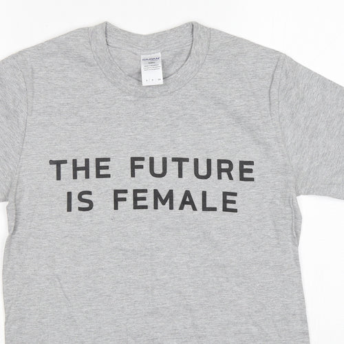 Gildan Womens Grey  Cotton Basic T-Shirt Size S Round Neck