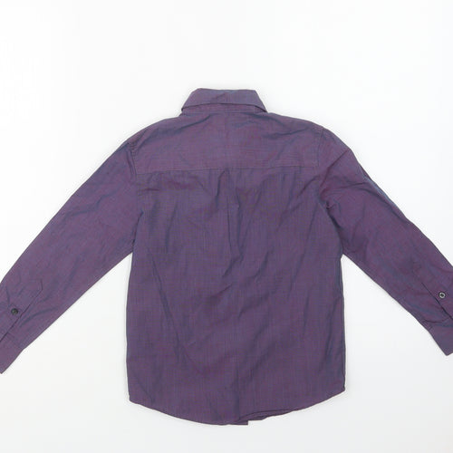 Debenhams Boys Purple  Polyester Basic Dress Shirt Size 7 Years Collared Button