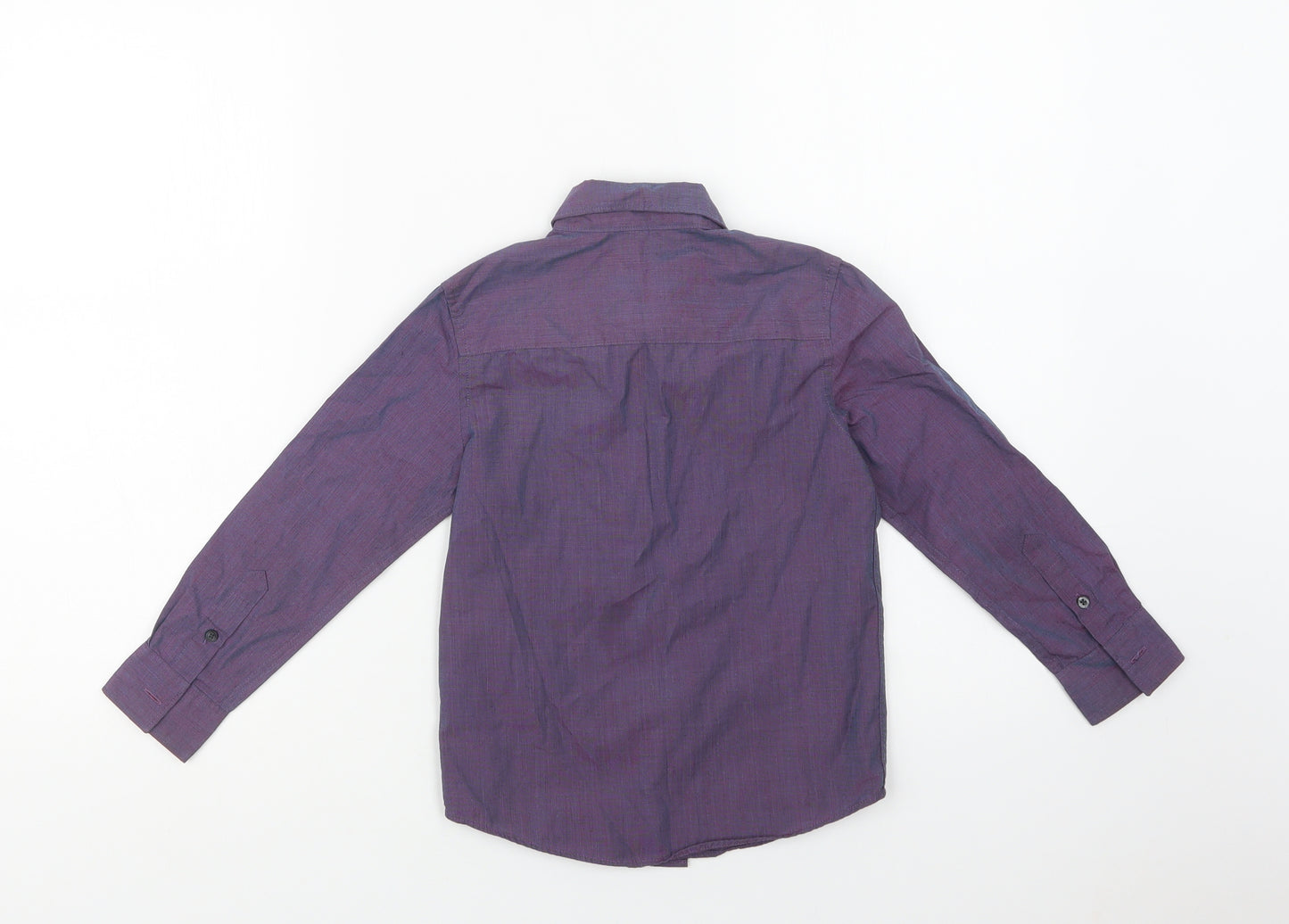Debenhams Boys Purple  Polyester Basic Dress Shirt Size 7 Years Collared Button