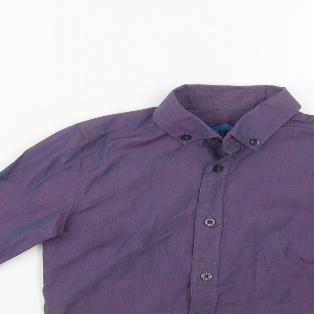 Debenhams Boys Purple  Polyester Basic Dress Shirt Size 7 Years Collared Button