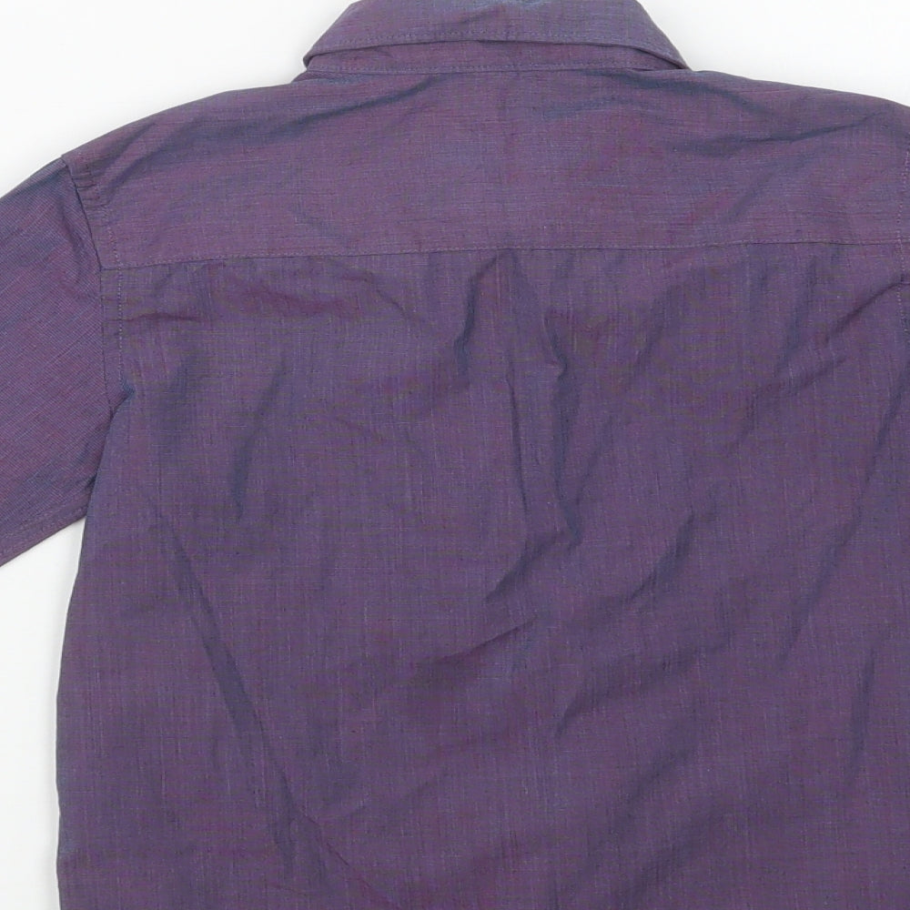 Debenhams Boys Purple  Polyester Basic Dress Shirt Size 7 Years Collared Button
